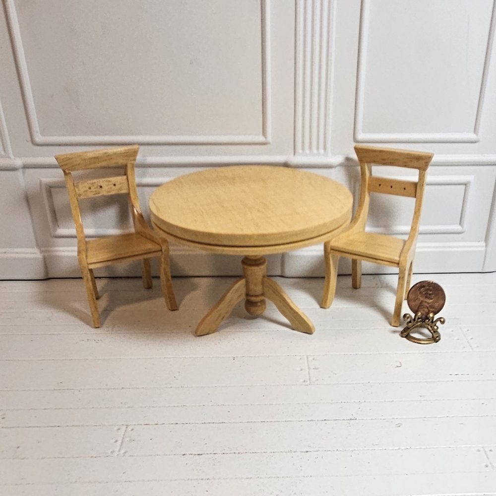 Dollhouse Table and Chairs All Wood Vintage